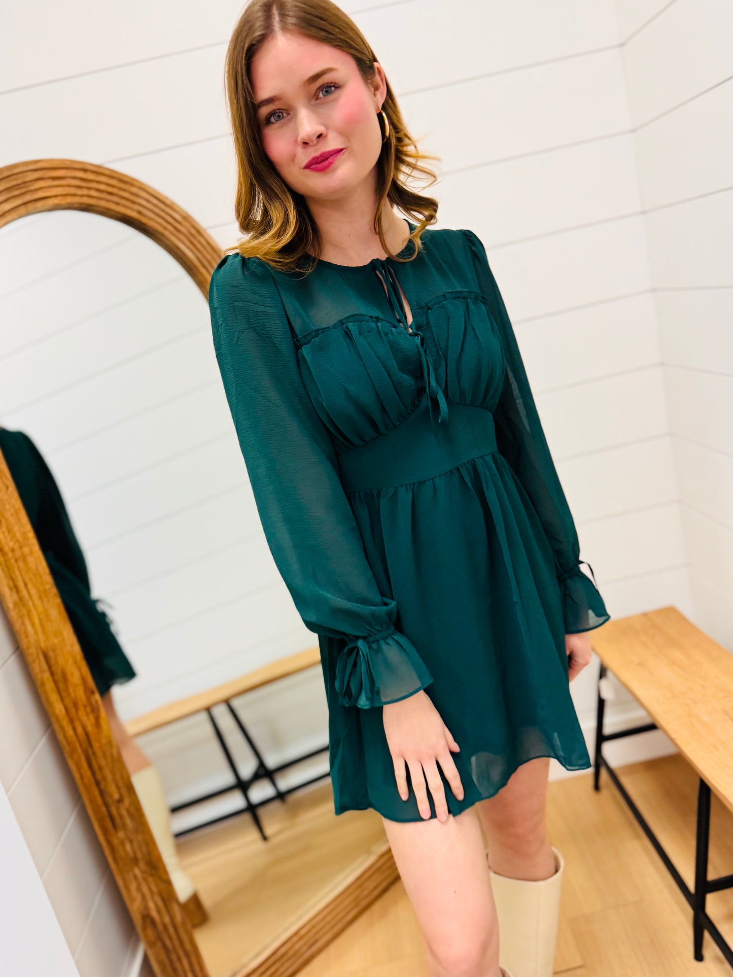 Ruffle + Bow Holiday Dress