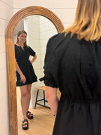 Black Floral Stitch Dress