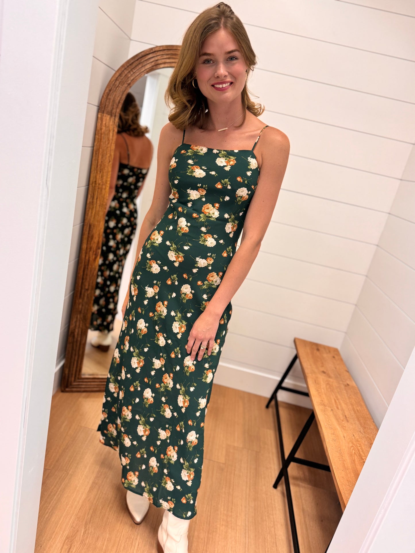 Floral Sweetheart Cami Midi Dress