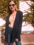 Jersey Open Front Long Blazer