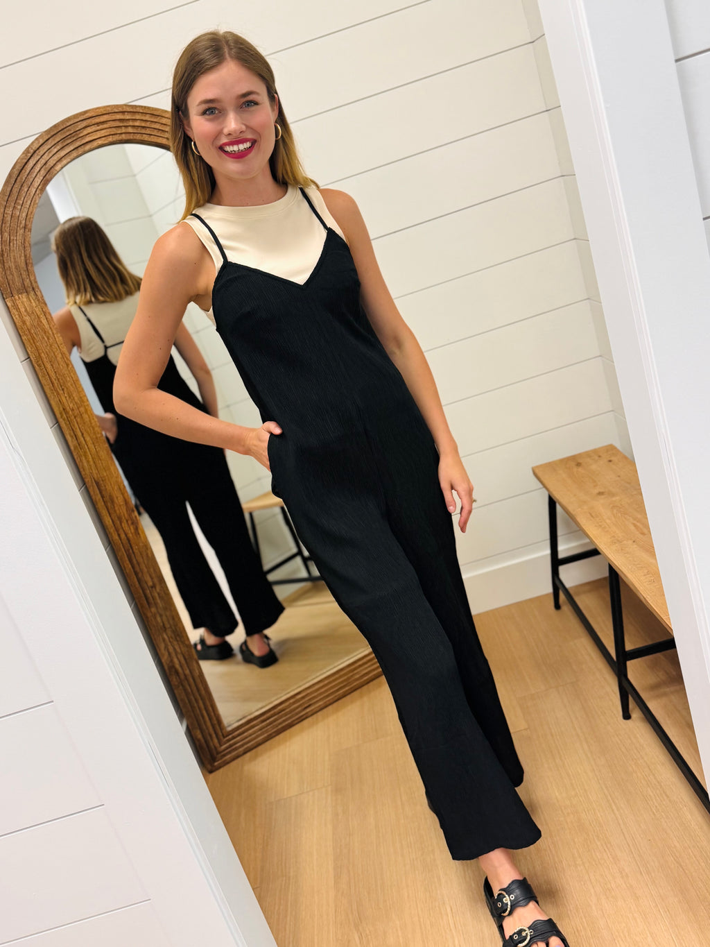 Black Relaxed Fit Jumper with Pockets