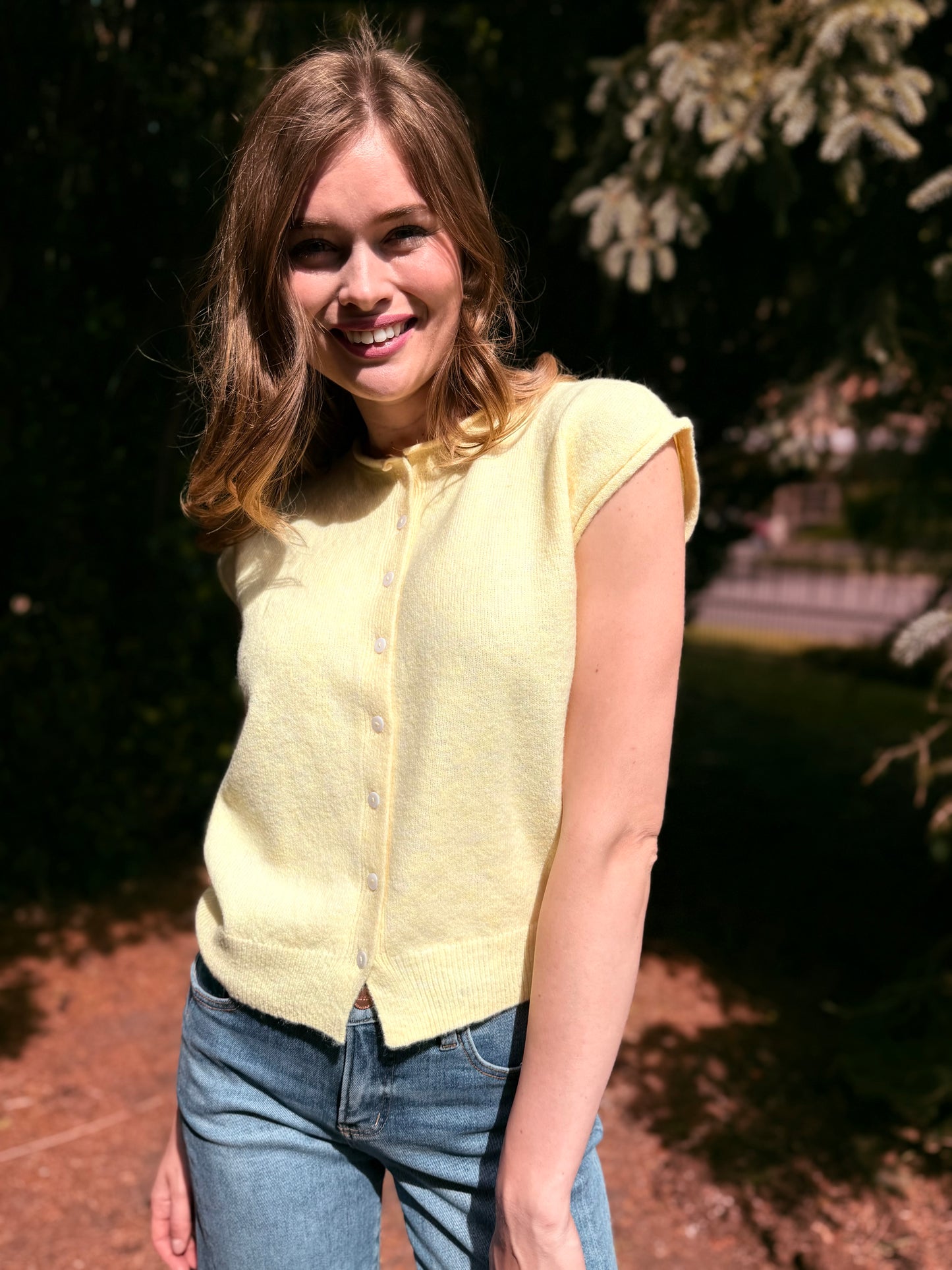 Raw Edge Sleeveless Lightweight Cardigan