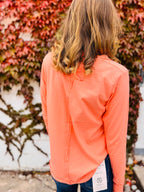 Thumb Holes Button Closure Long Sleeve Top
