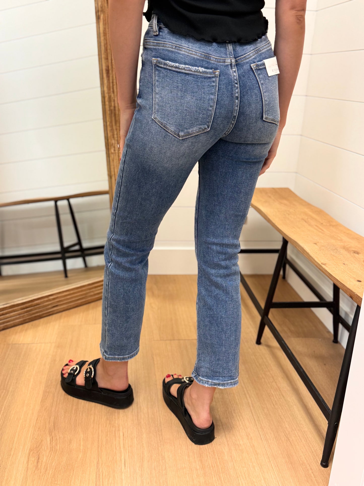High Rise Crossover Straight Jeans - Risen