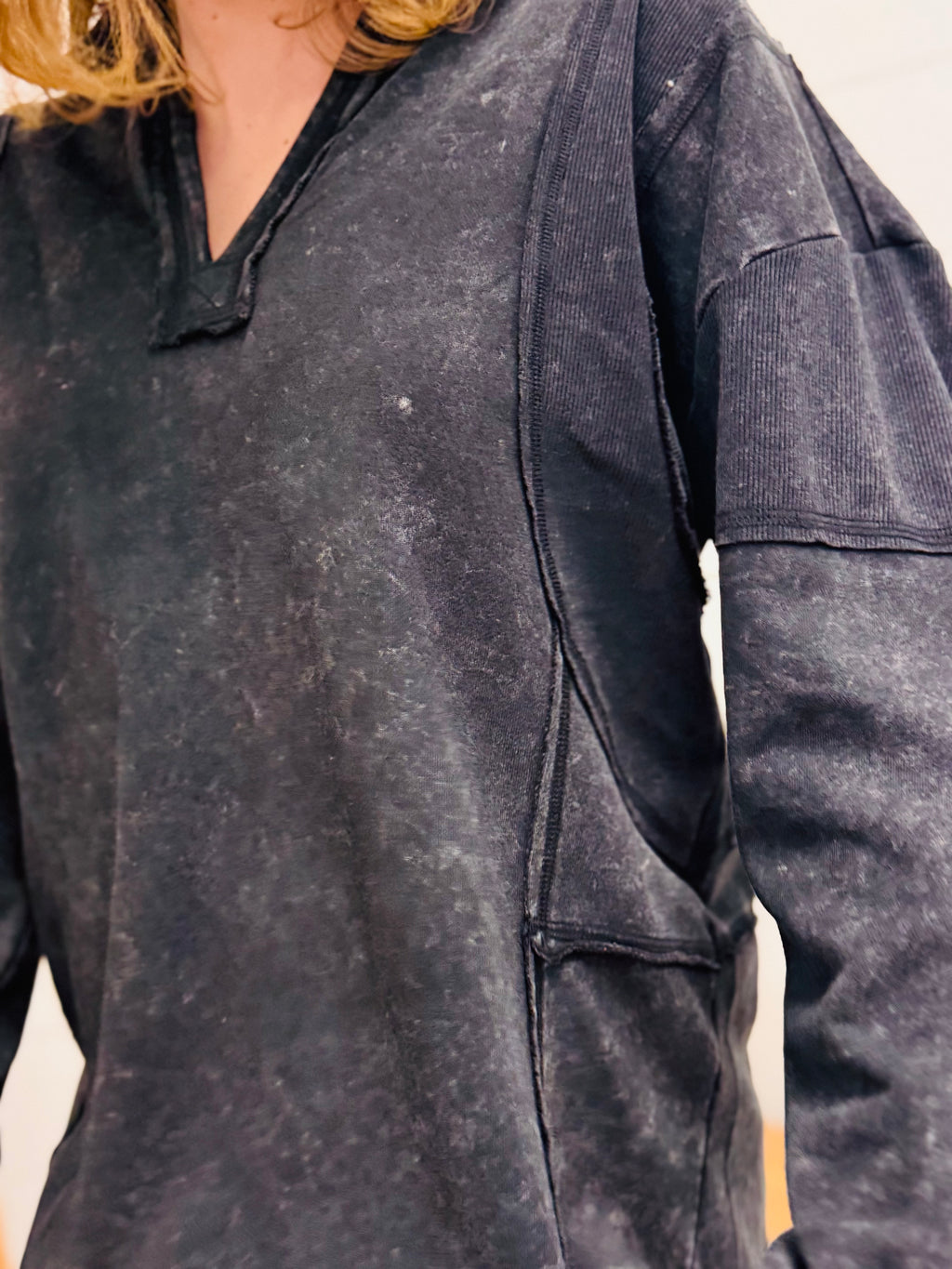 Vintage Washed Black Pullover Sweatshirt