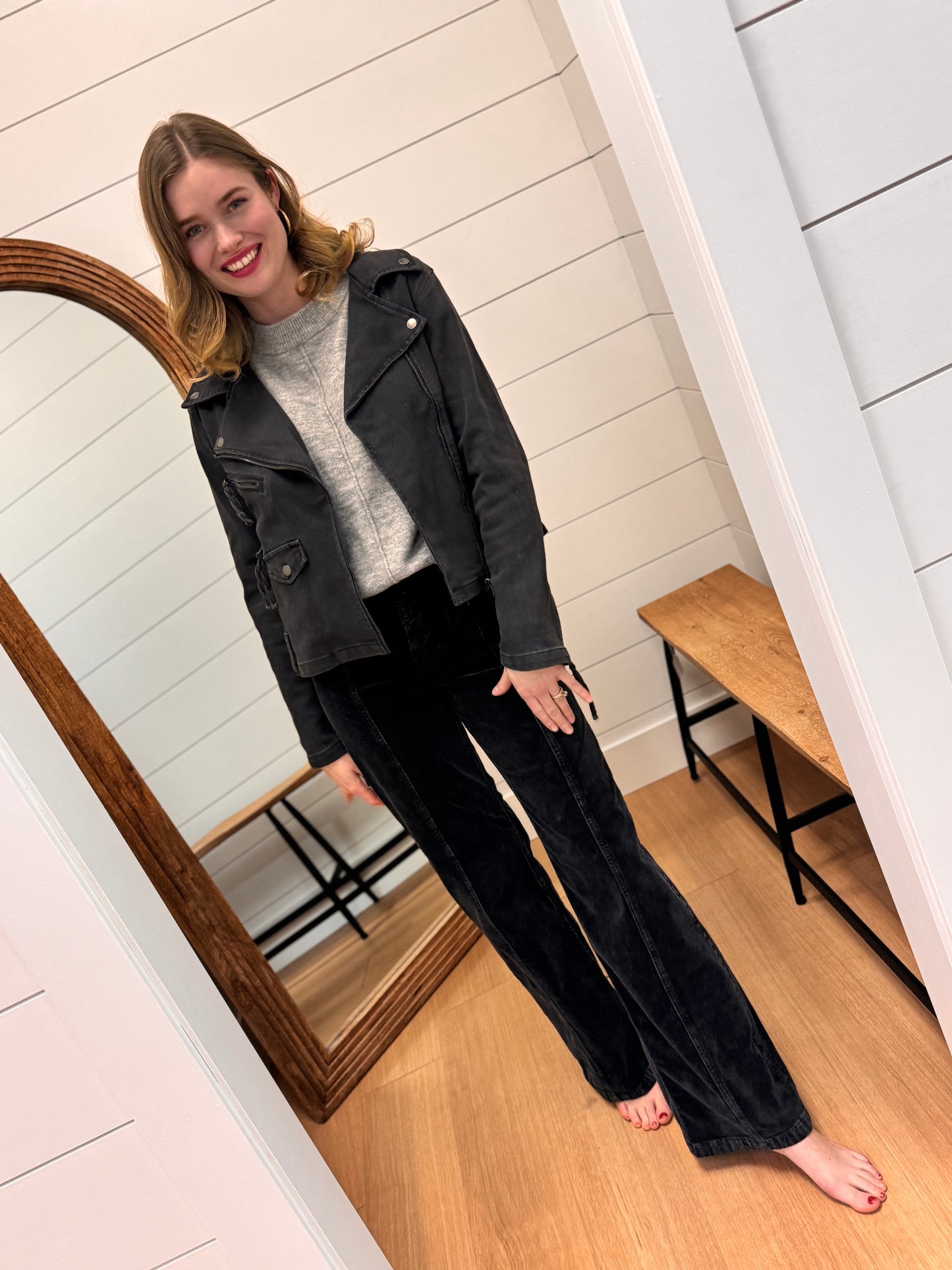 Washed Black Moto Jacket - Risen