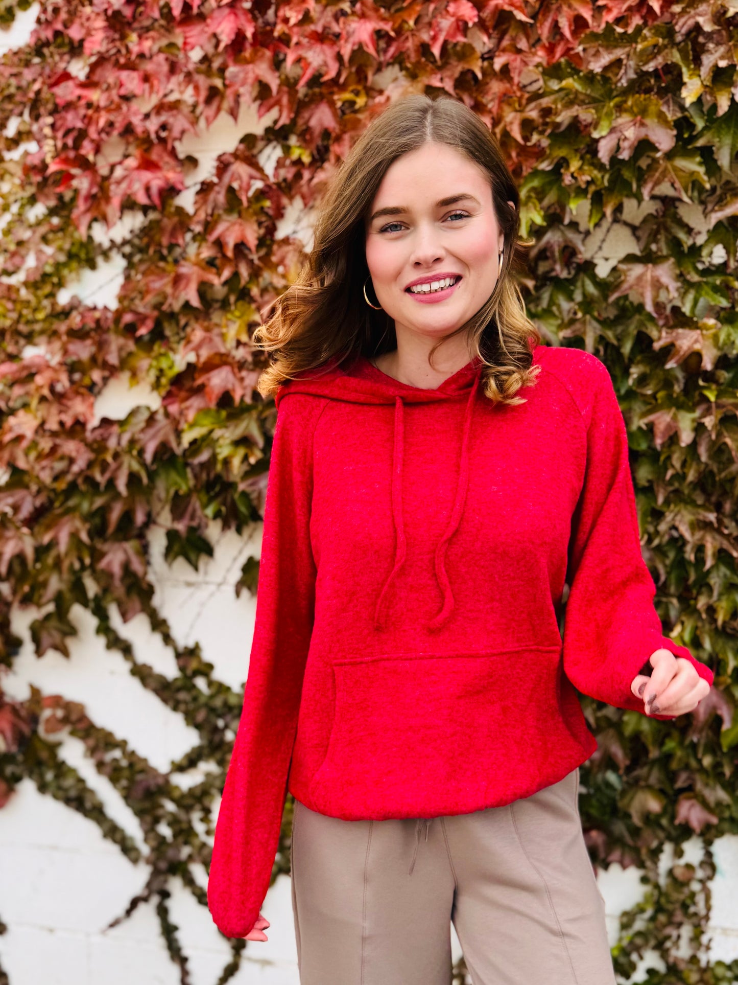 Brushed Hacci Melange Hoodie Sweater