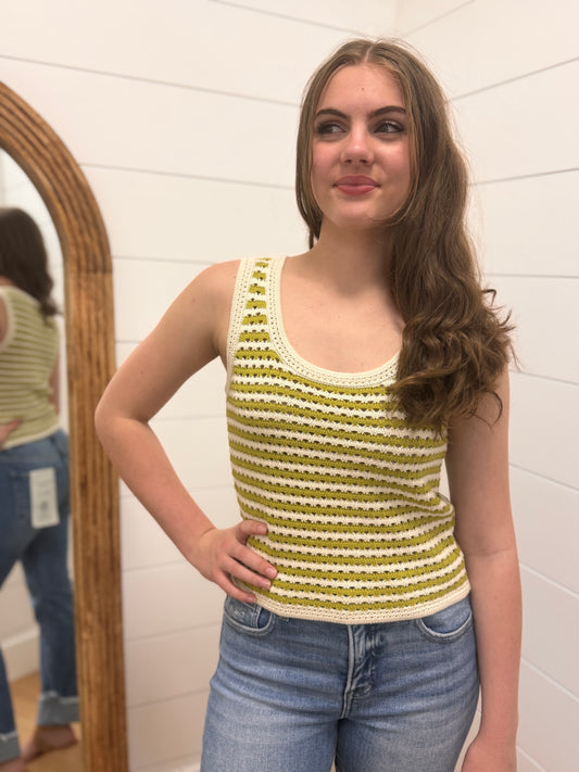 Crochet Knit Tank Kiwi Green