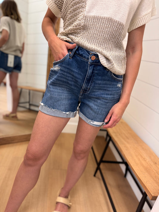 Mid Rise Cuffed Shorts - Risen