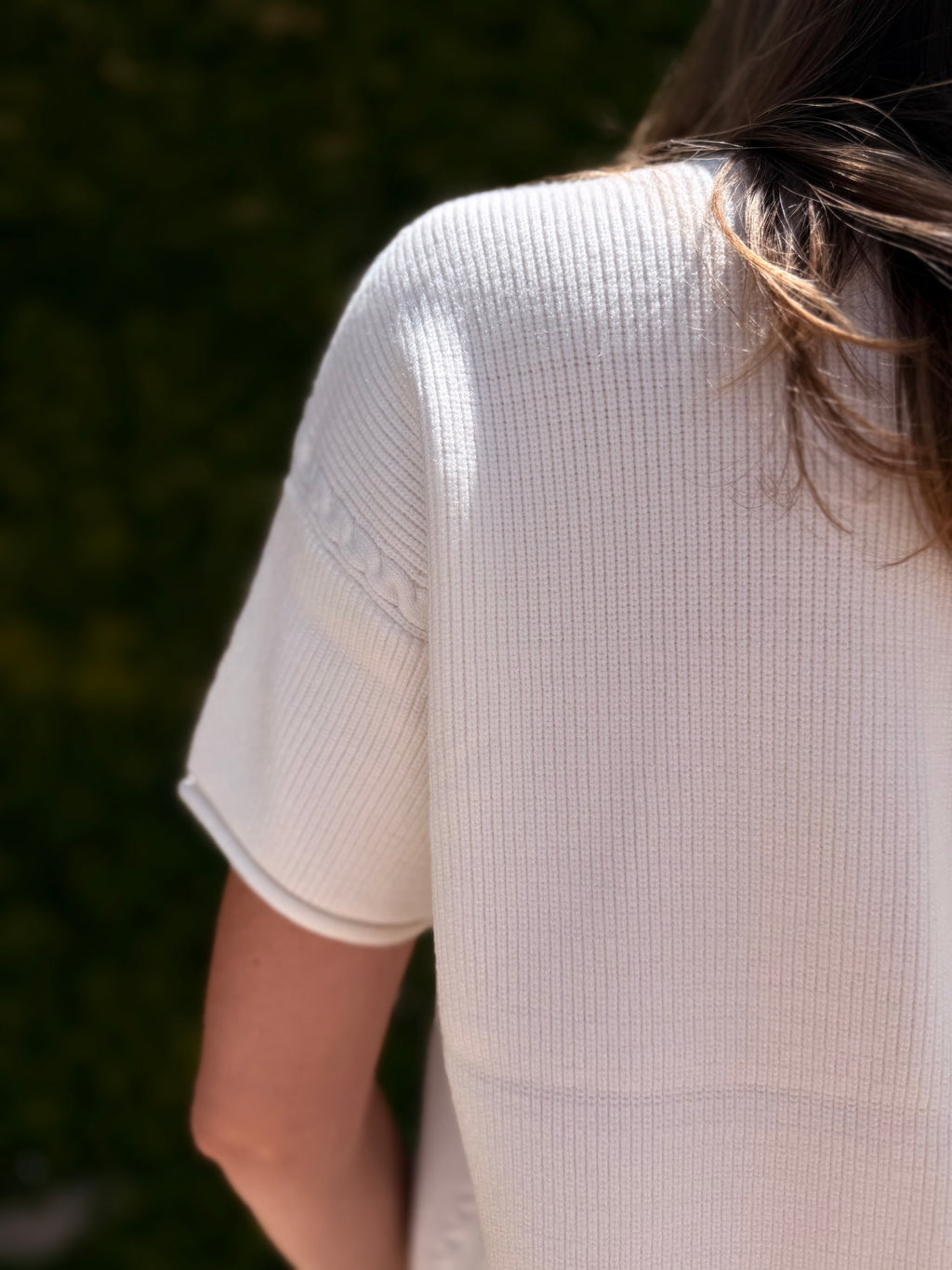 Round Neck Short Sleeve Sweater - Ivory