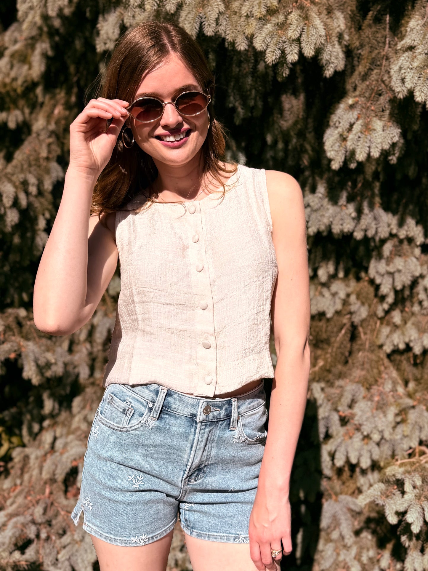 Button Down Sleeveless Top