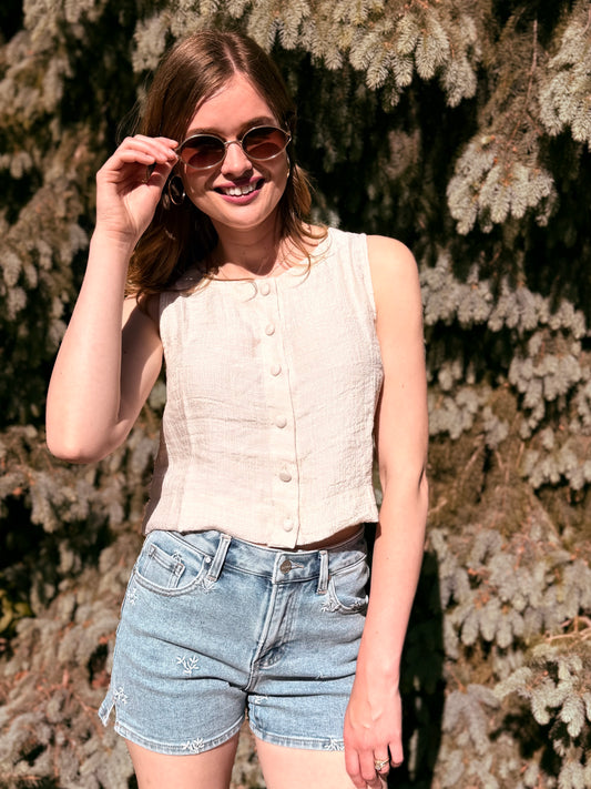 Button Down Sleeveless Top
