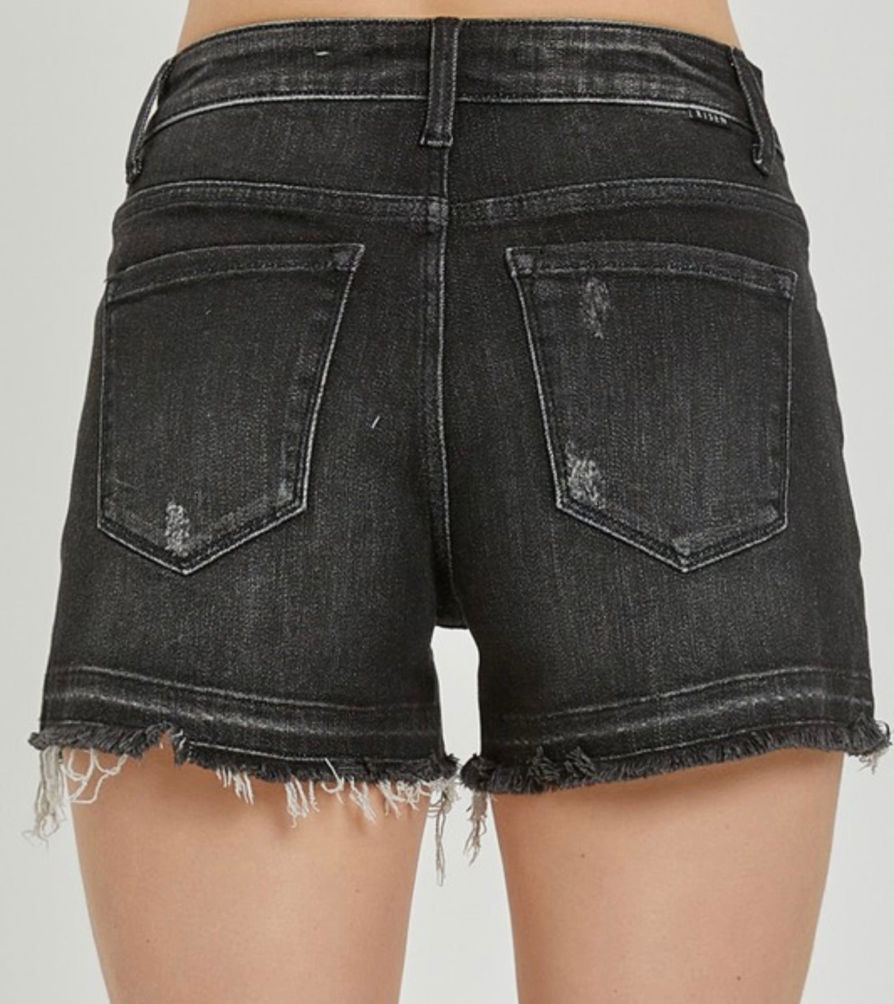 Washed Black Mid Rise Shorts - Risen
