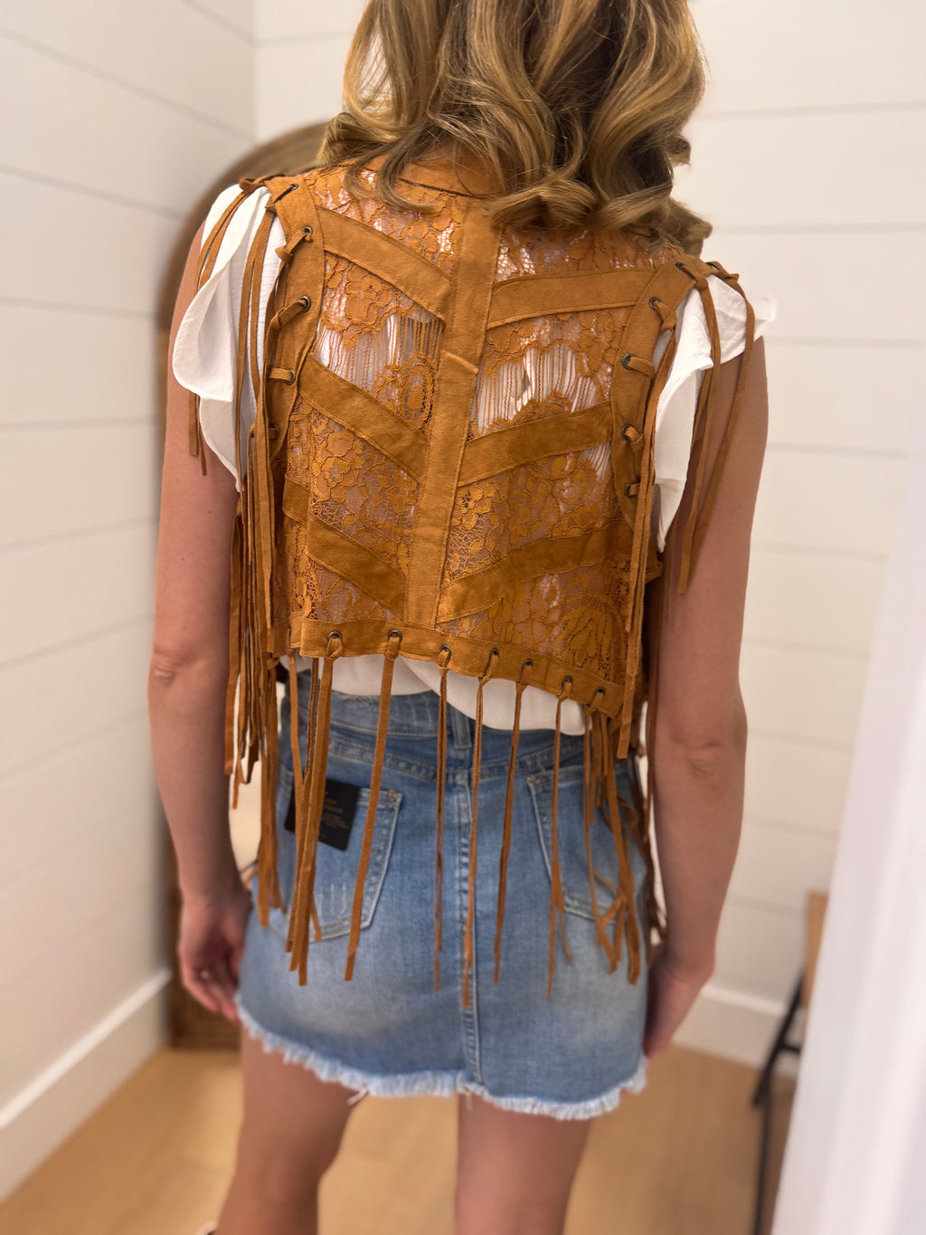 Suede Open Front Vest, SM-3XL (Camel)