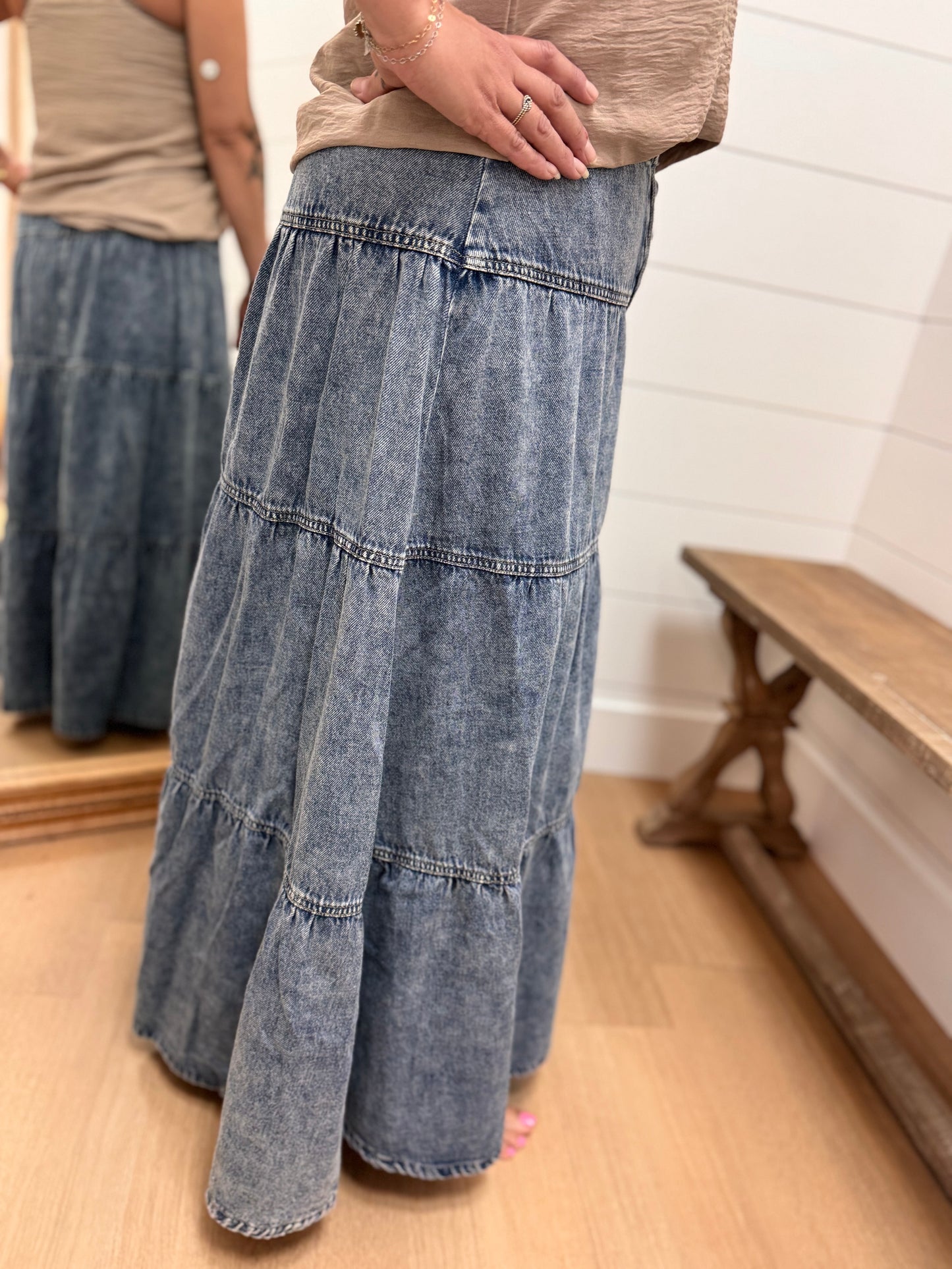 High Rise Ruffle Long Skirts - Risen