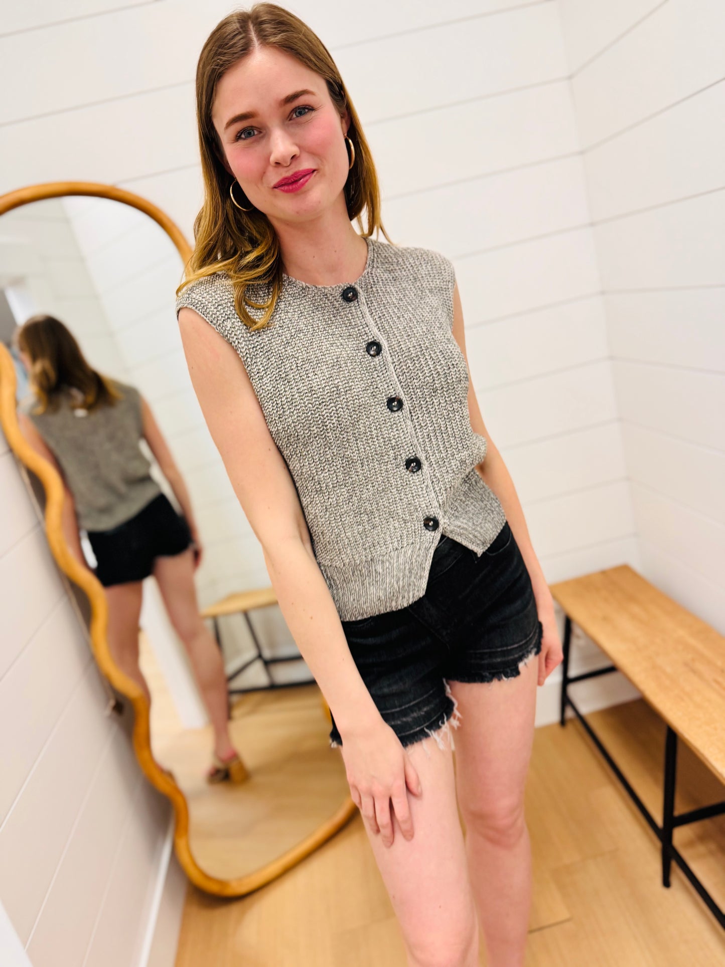 Marled Button Down Sweater Vest