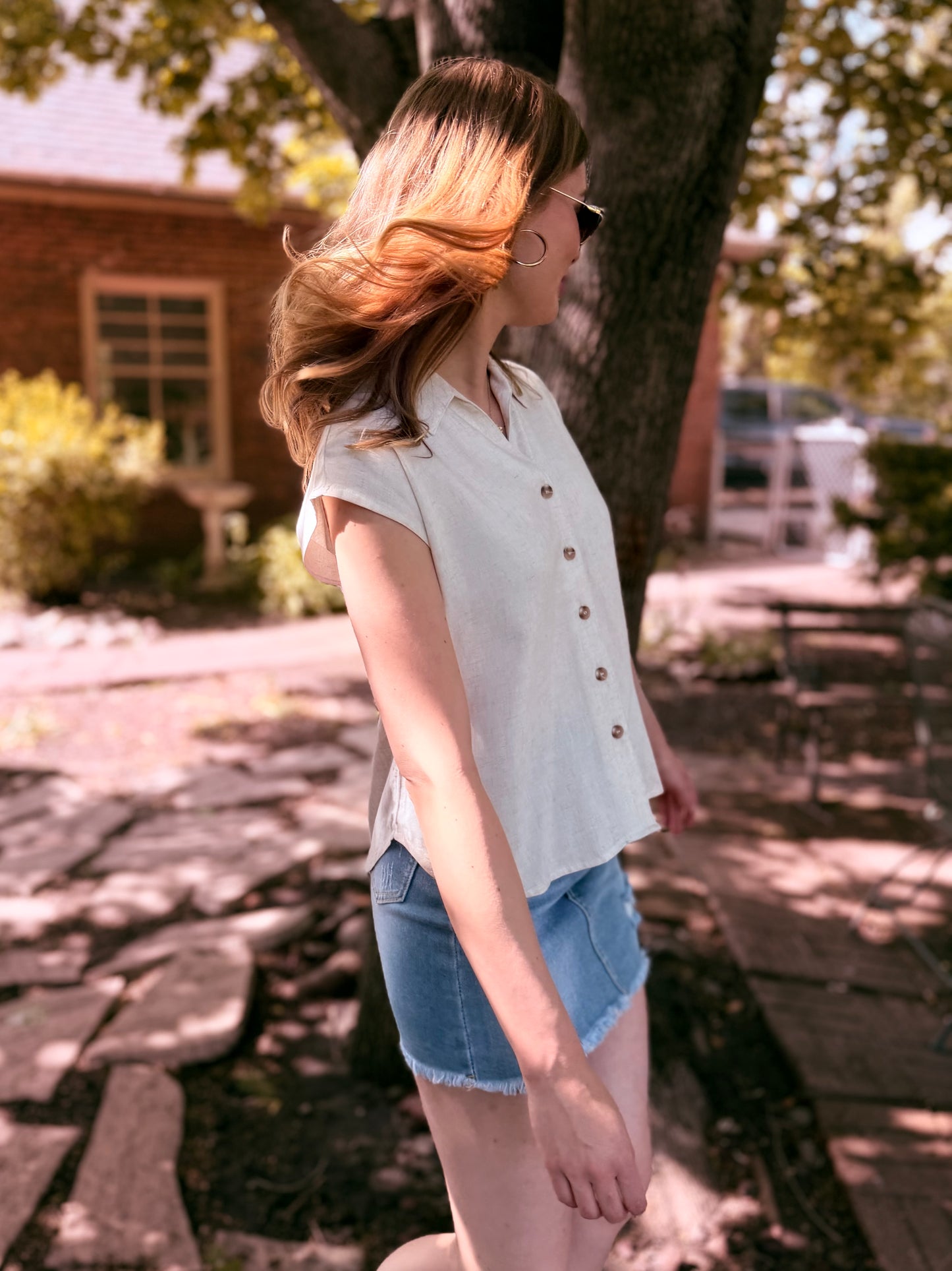 Linen Collared Short Sleeve Shirt