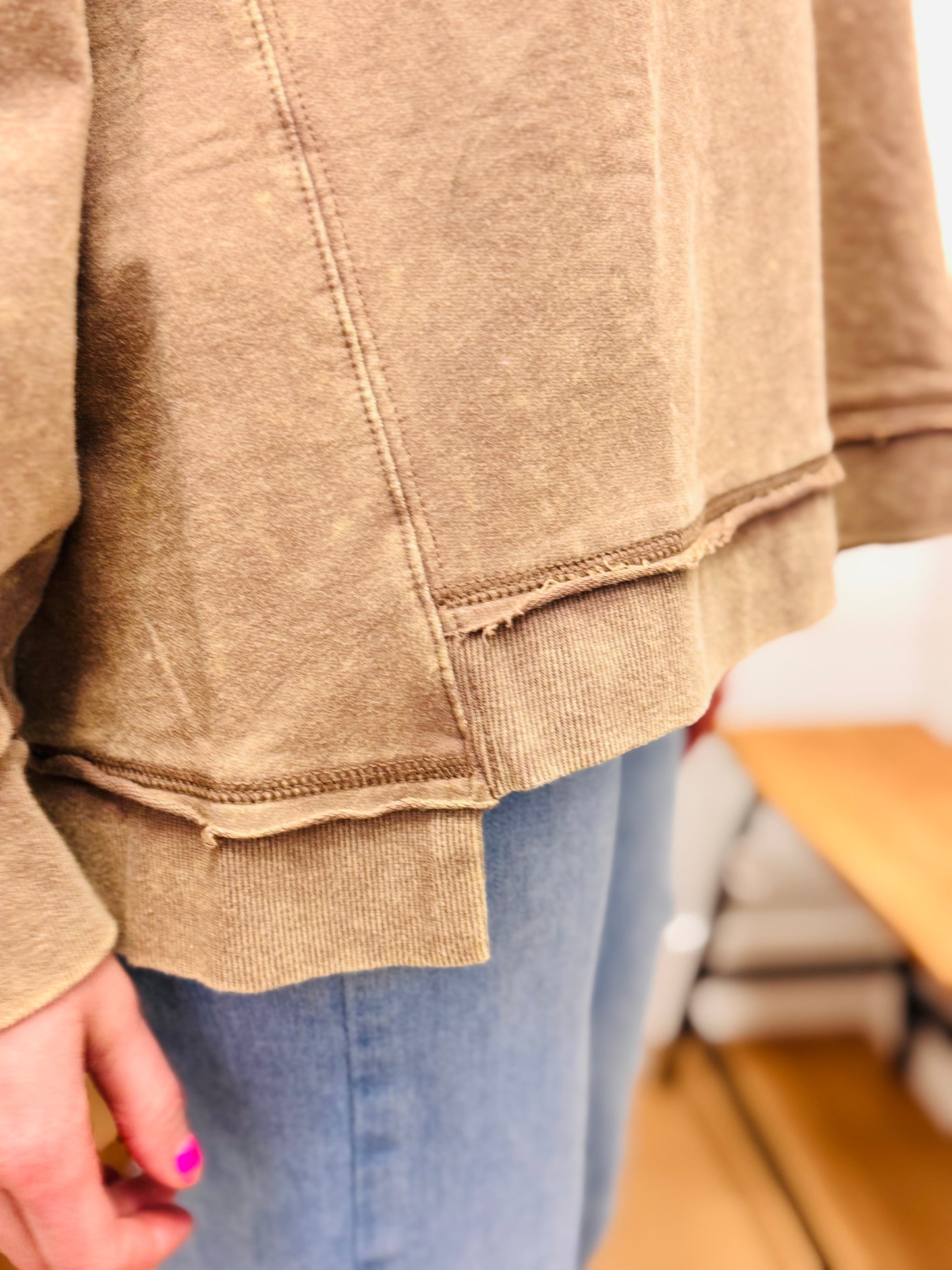 Half Button Down Contrast Pullover