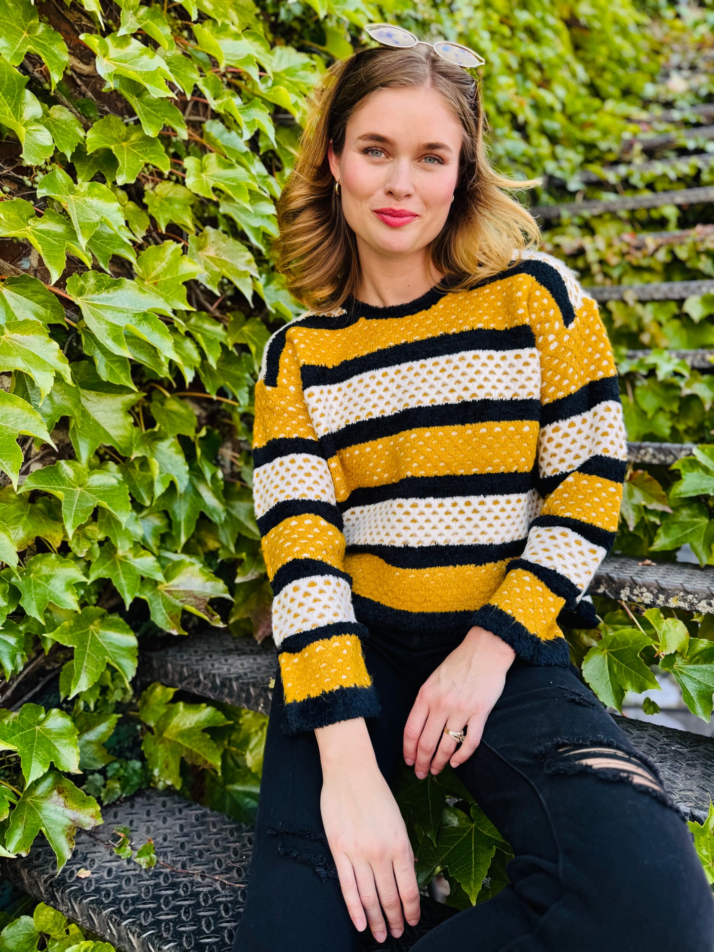 Colorblock Stripes Knit Pullover Sweater
