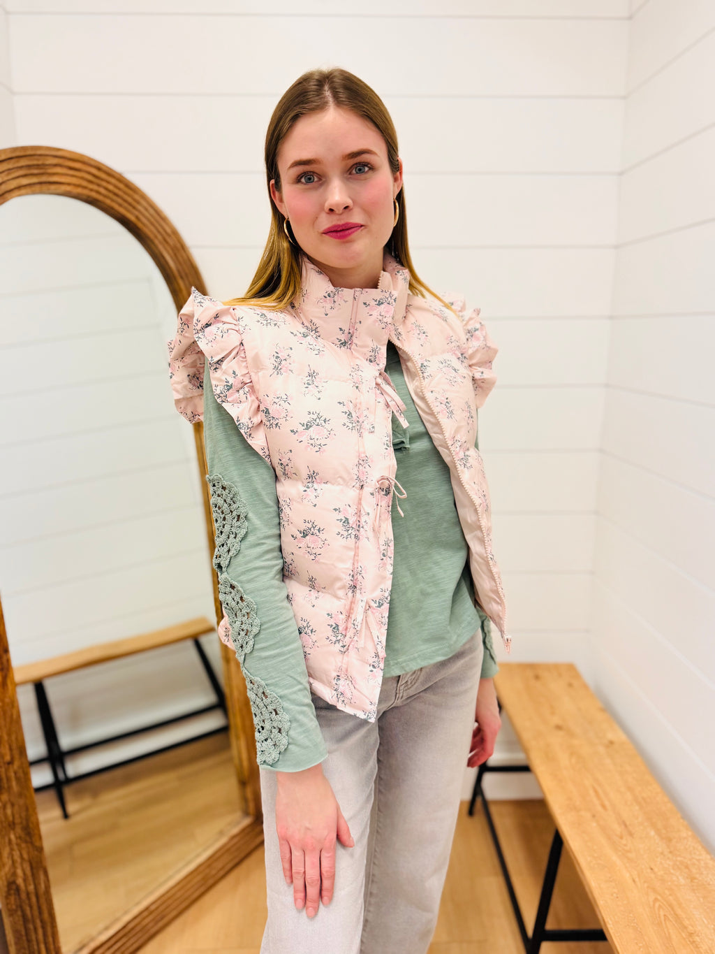Crochet Sleeve Solid Knit Top