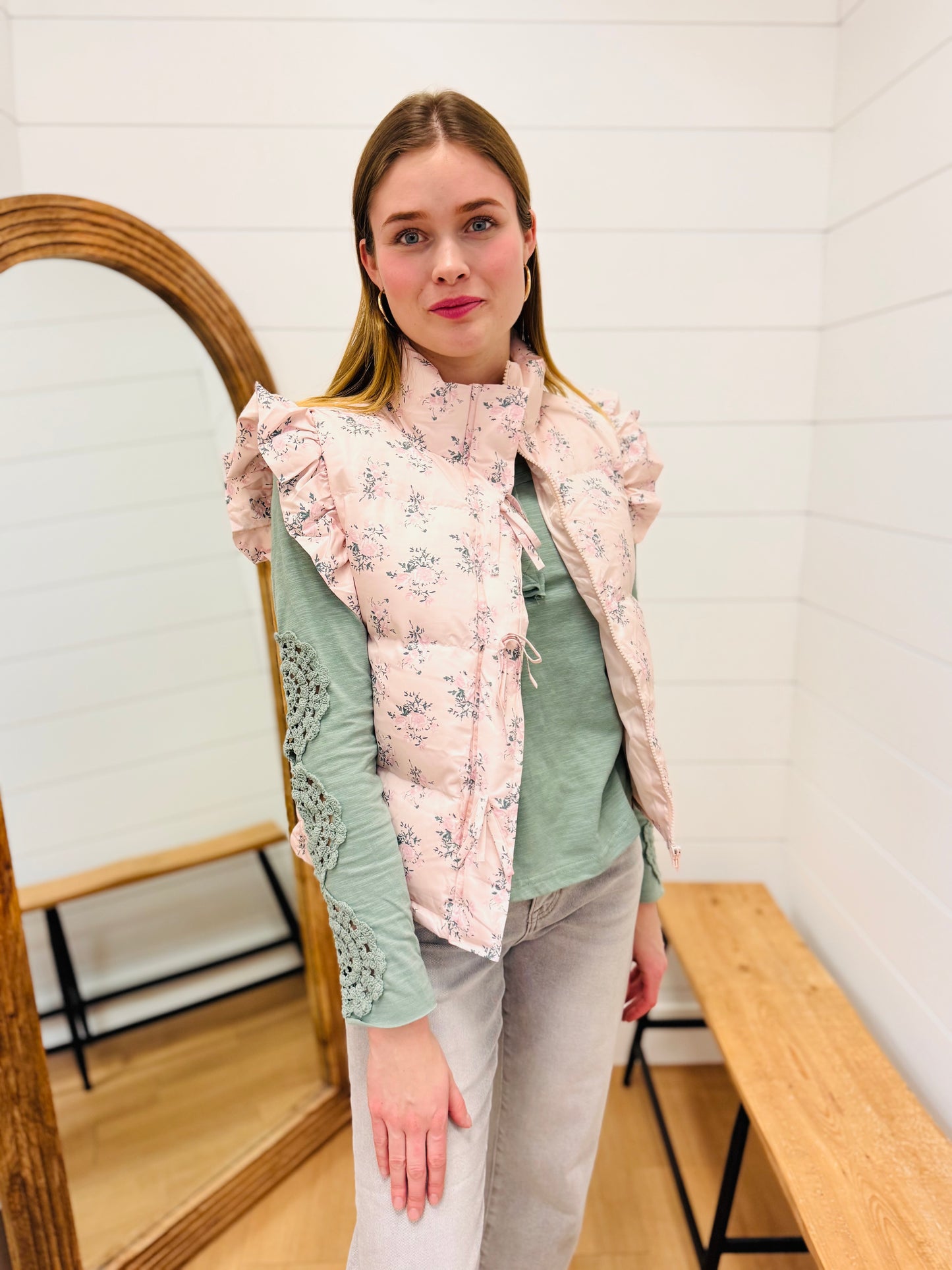 Crochet Sleeve Solid Knit Top