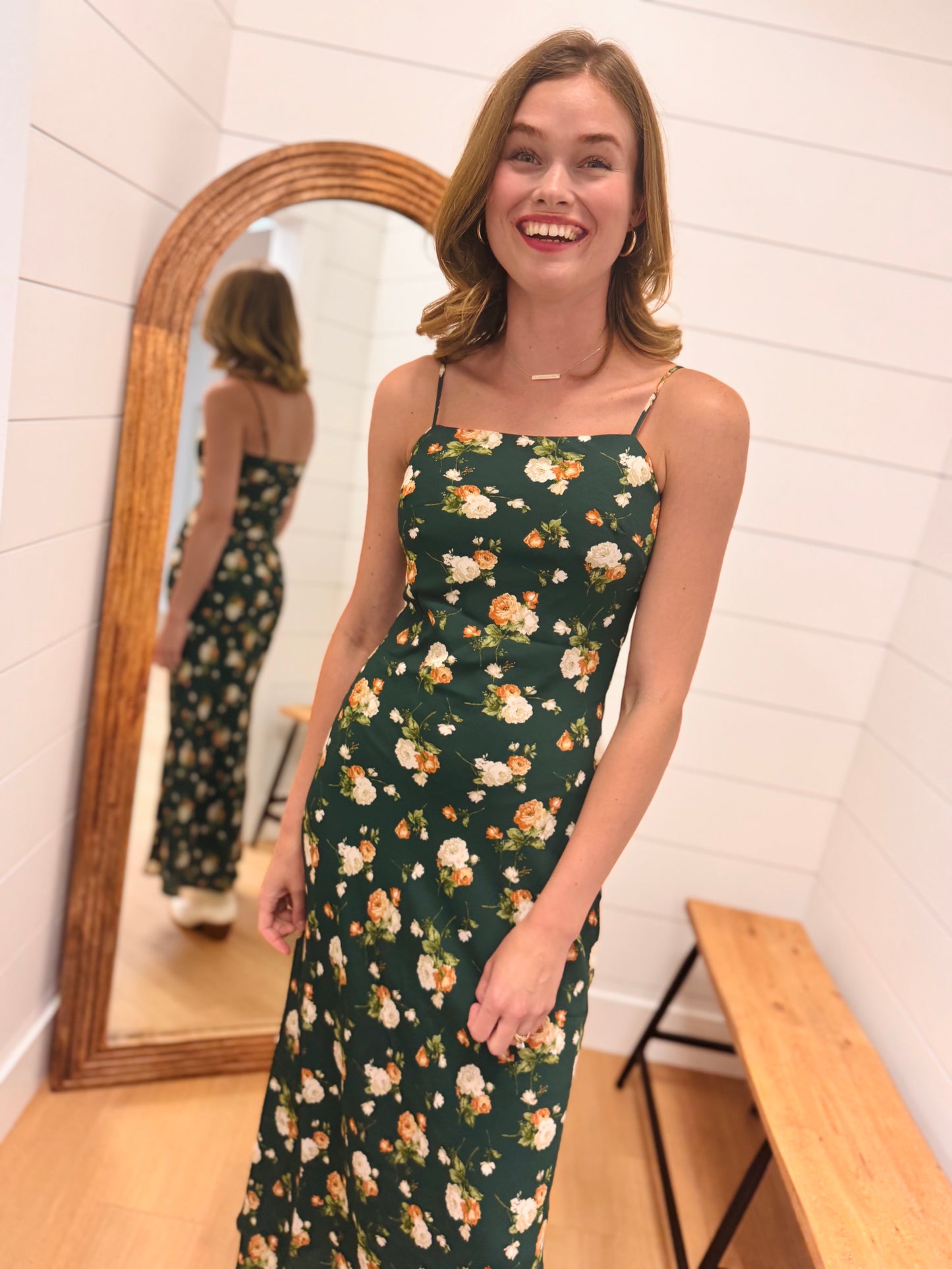 Floral Sweetheart Cami Midi Dress
