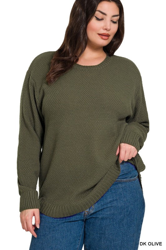 Round Neck Basic Sweater Plus