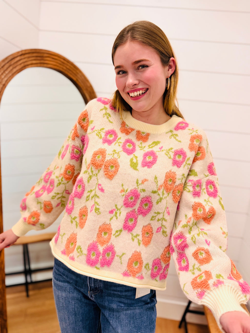 Floral Textured Sweater