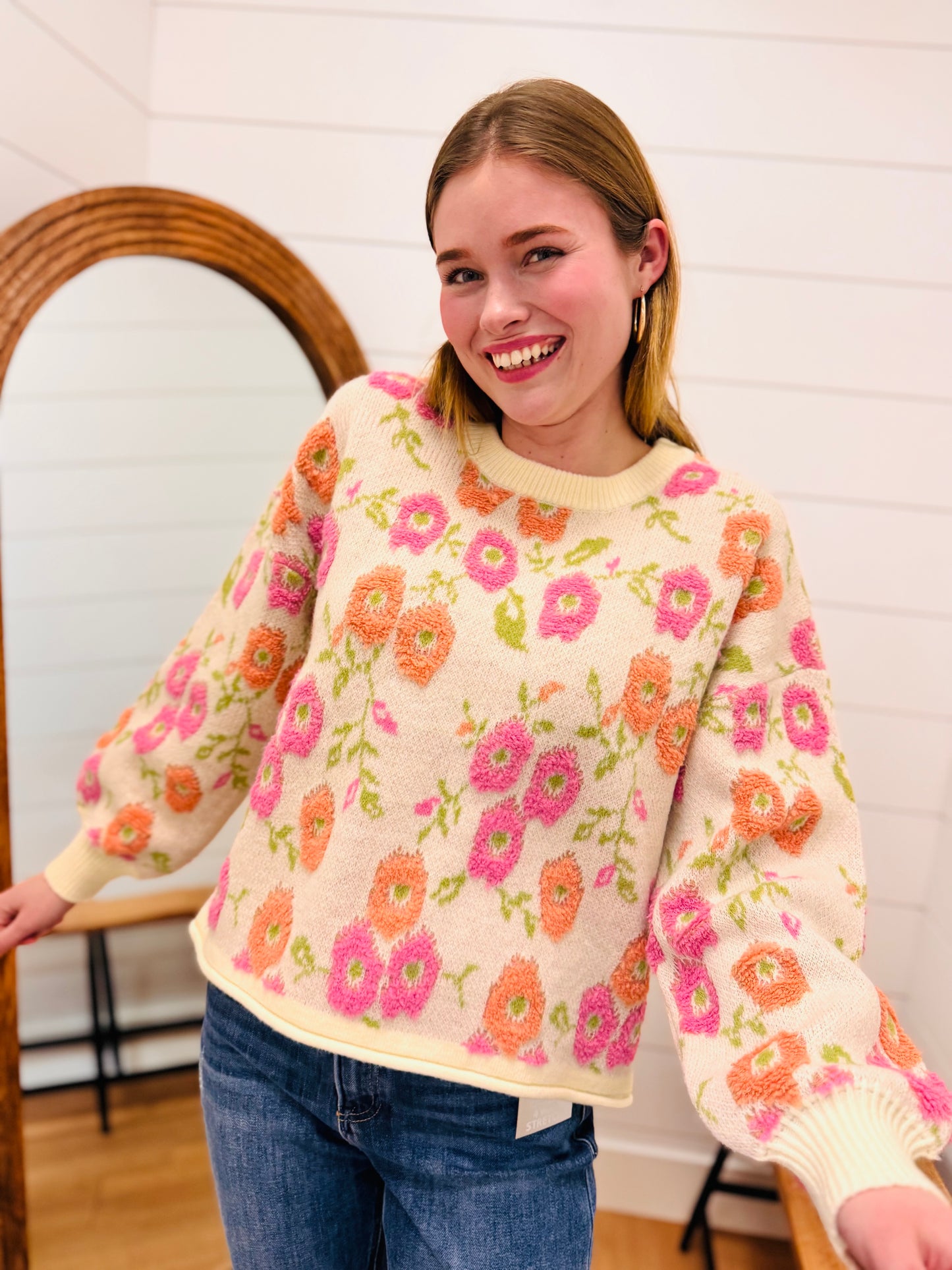 Floral Textured Sweater