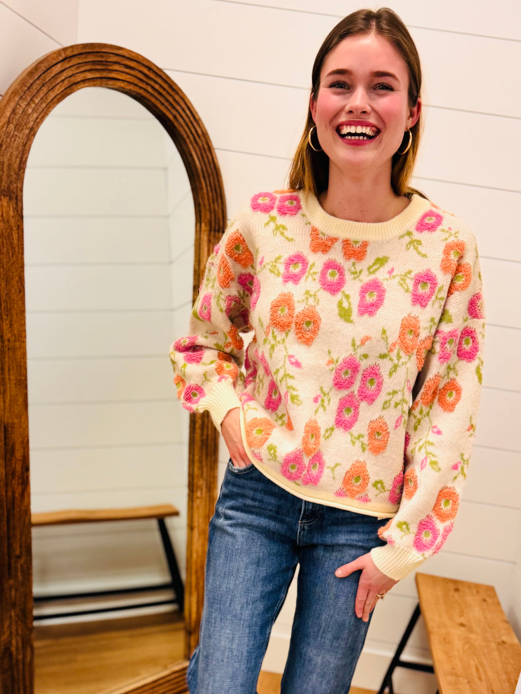 Floral Textured Sweater