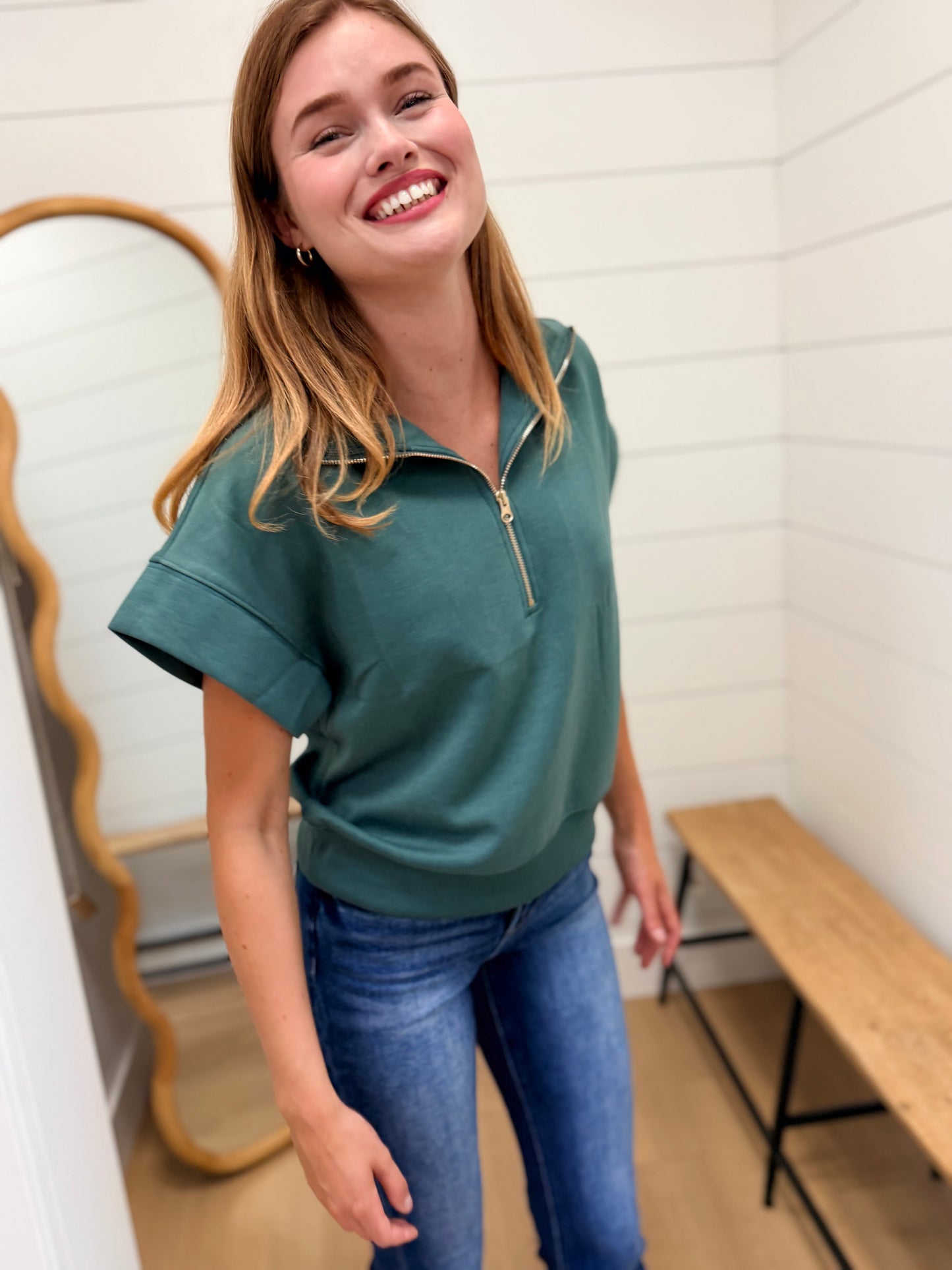 Scuba High Neck Half Zip Short Sleeve Pullover