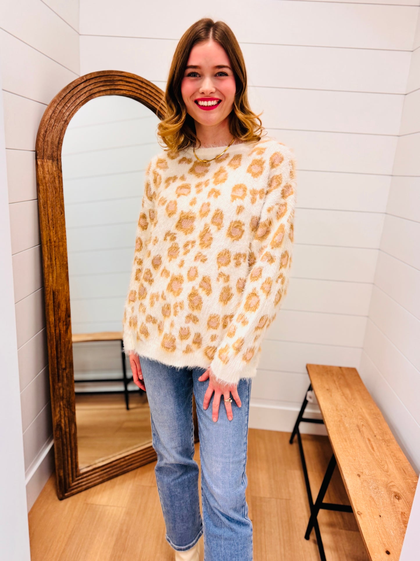Soft Leopard Print Oversize Knit Sweater