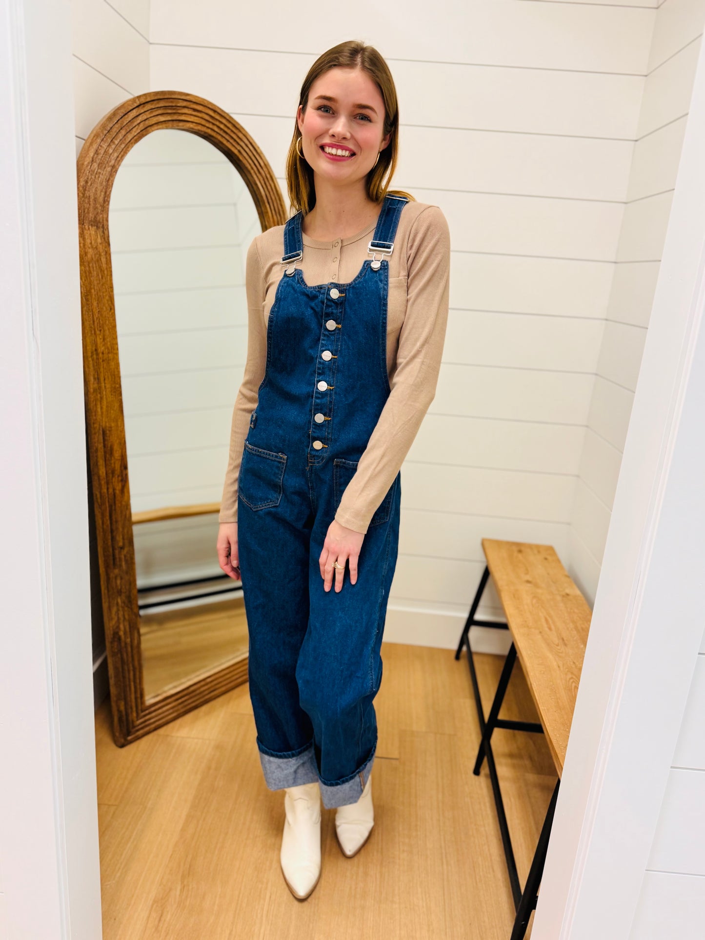 Bib Overalls Wide Leg Wide Cuffed- Risen