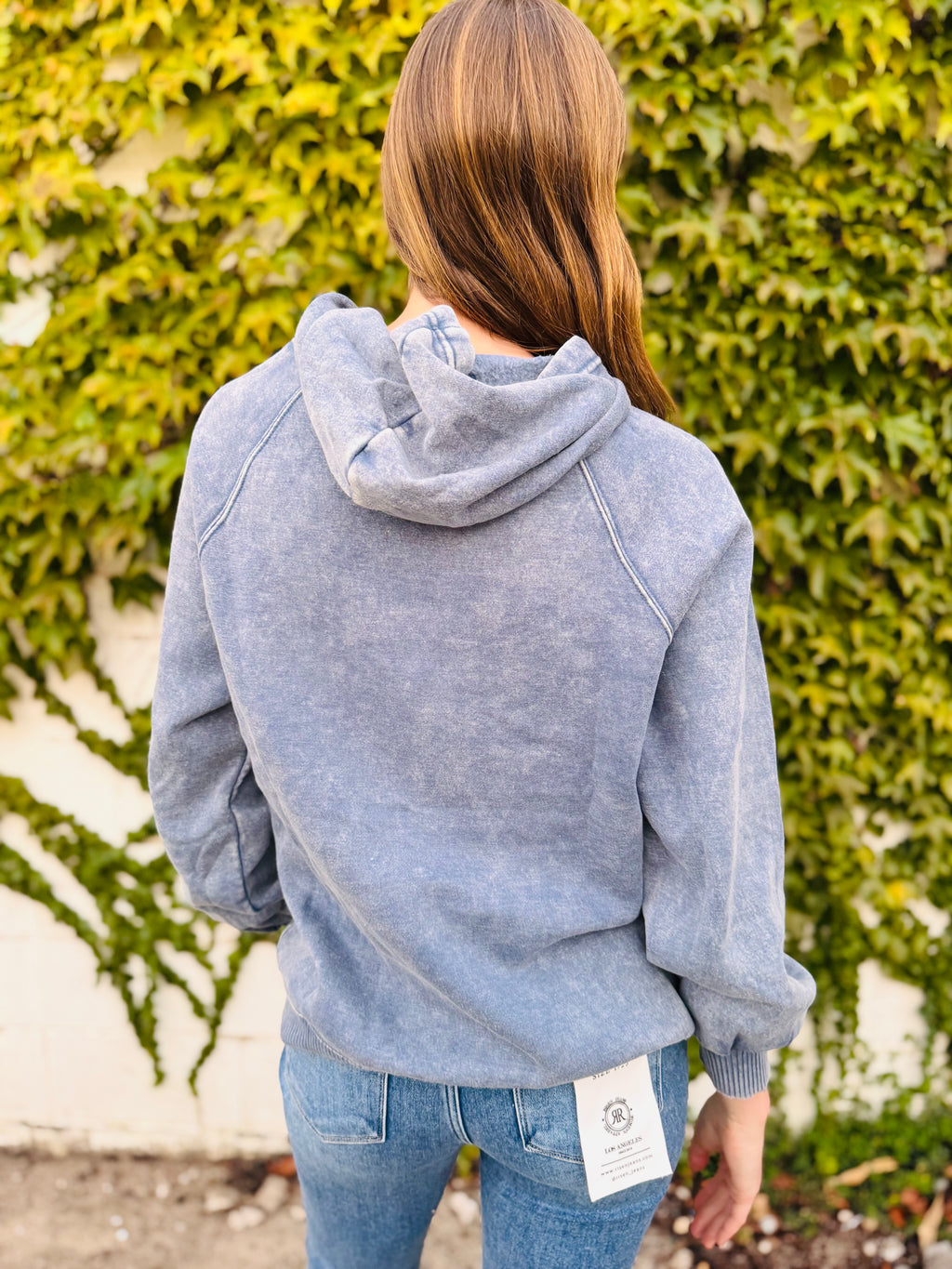 Acid Wash Fleece Hoodie With Pockets