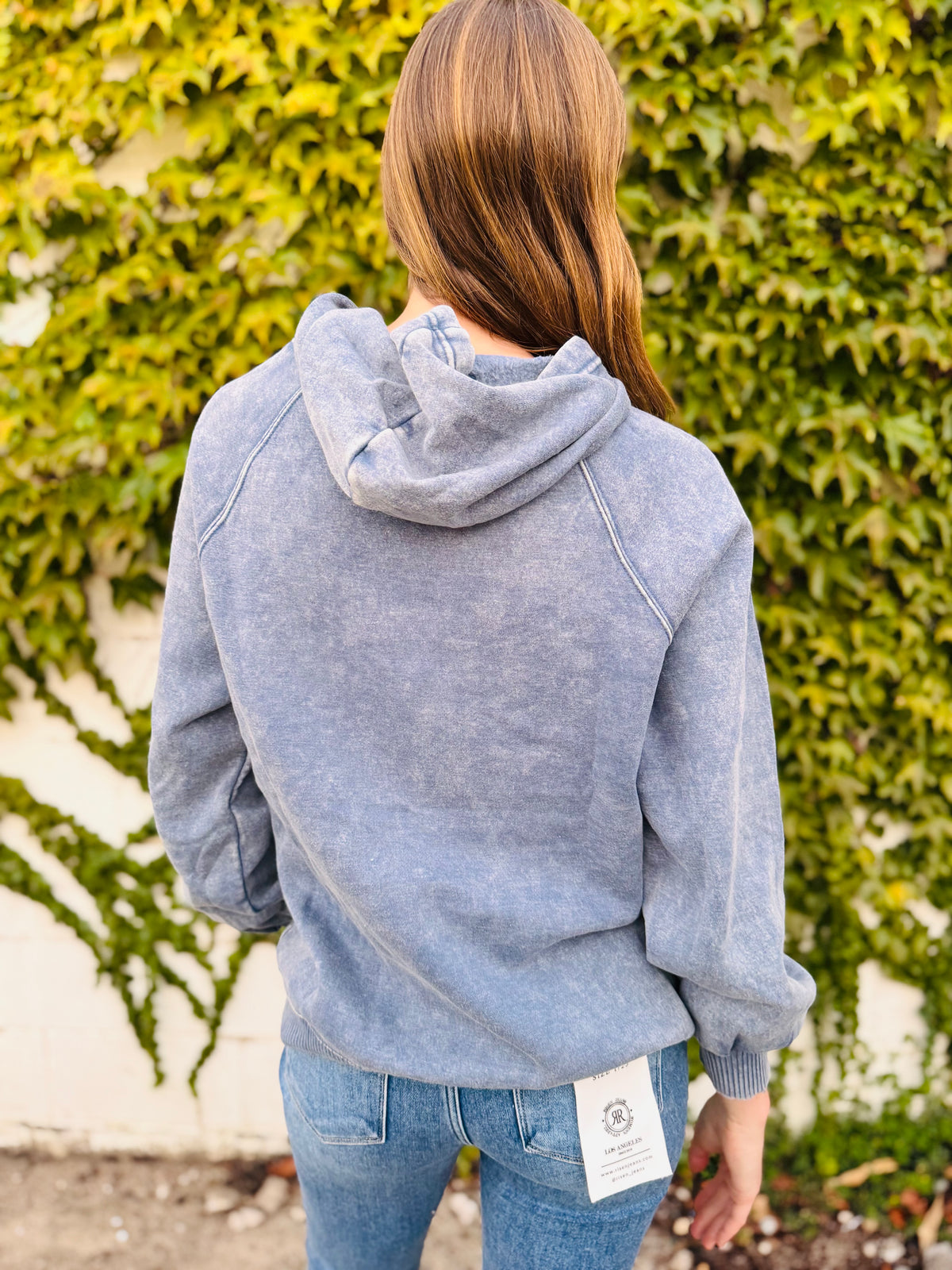 Acid Wash Fleece Hoodie With Pockets