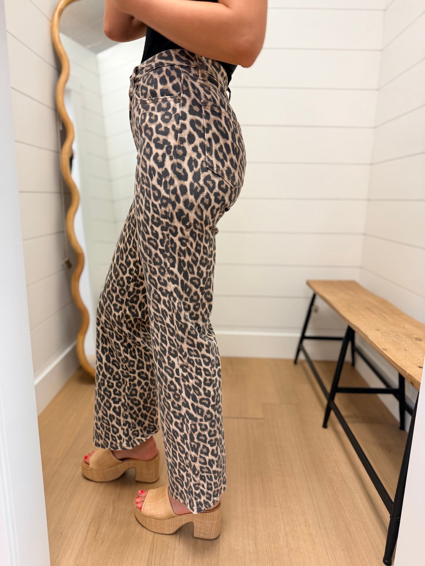 High Rise Leopard Print Flare Jeans - Lovervet