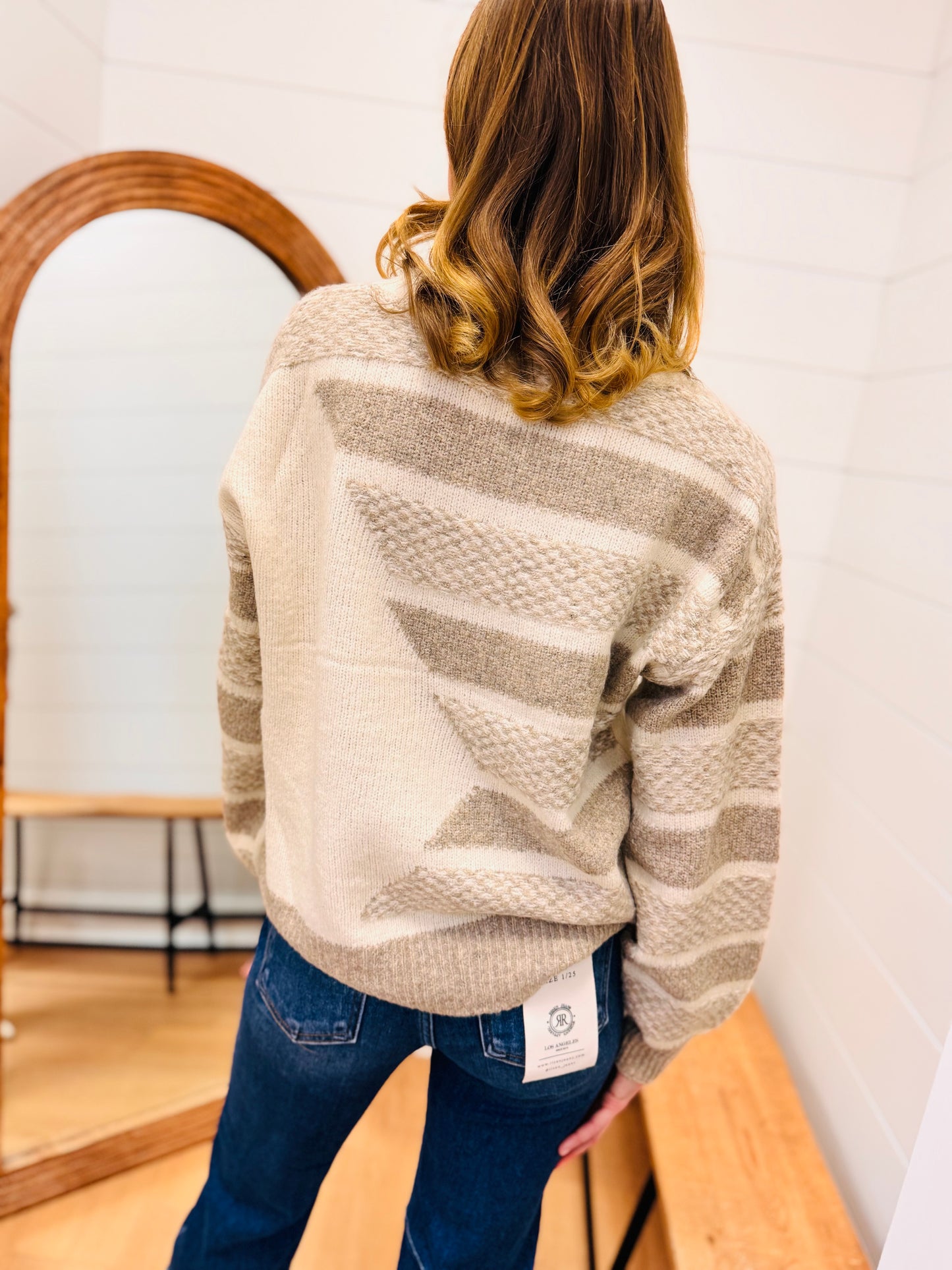 Chevron Textured Knit Sweater