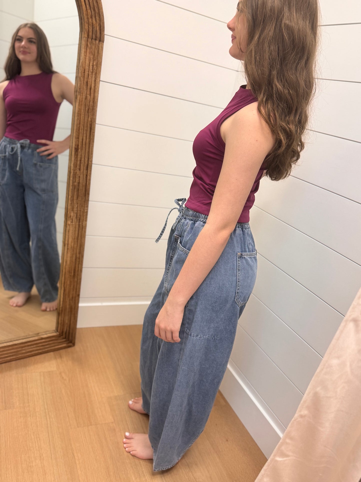 Relaxed Fit Denim Barrel Pant