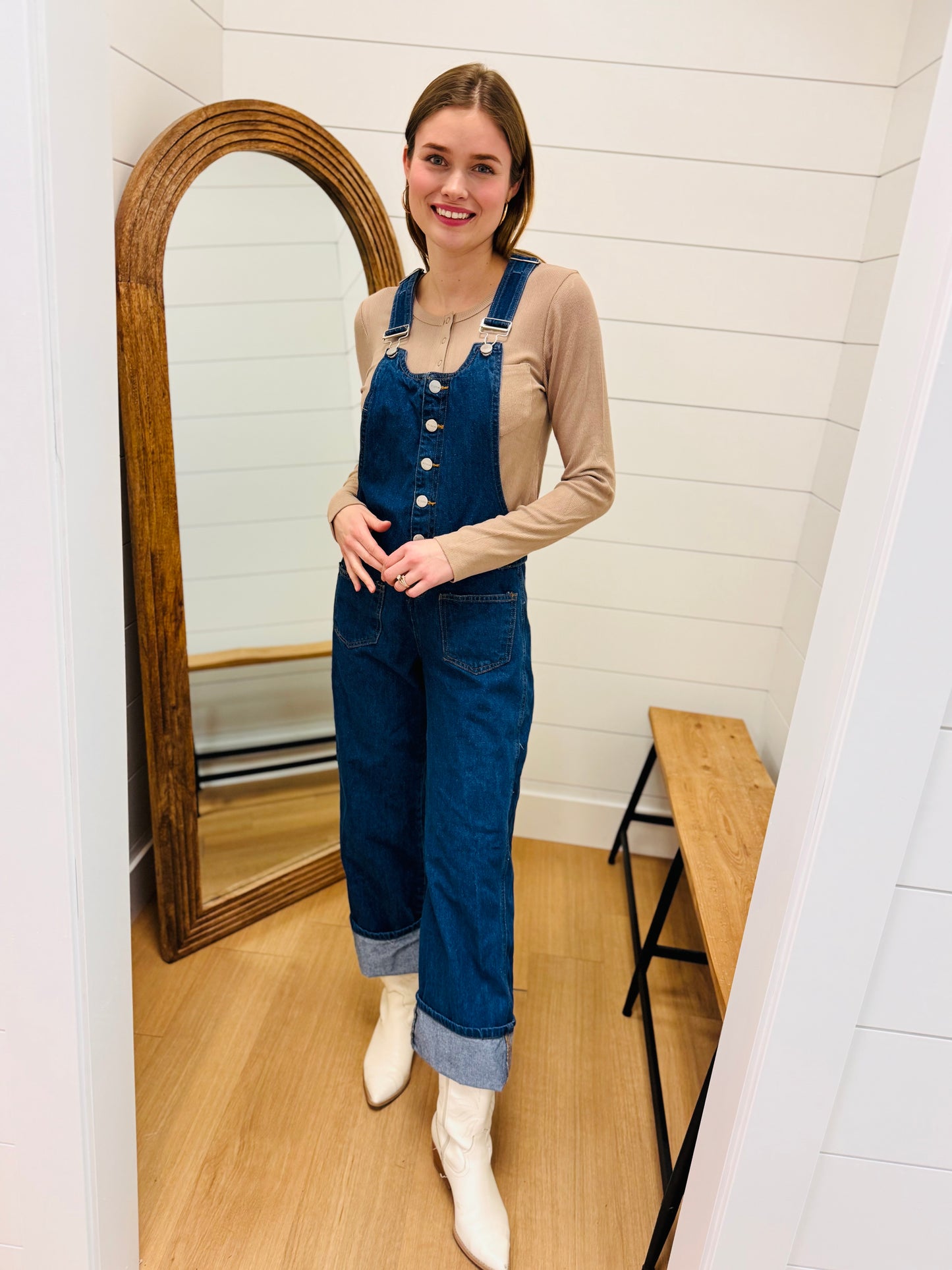 Bib Overalls Wide Leg Wide Cuffed- Risen