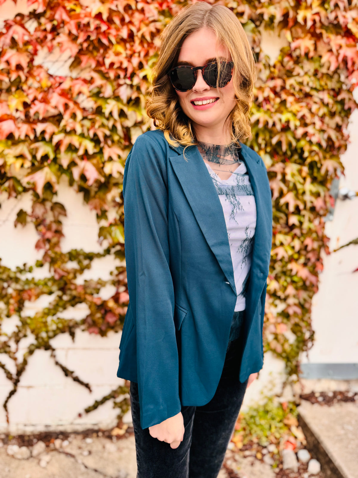Twill Tapered Flap Pocket Blazer - Emerald
