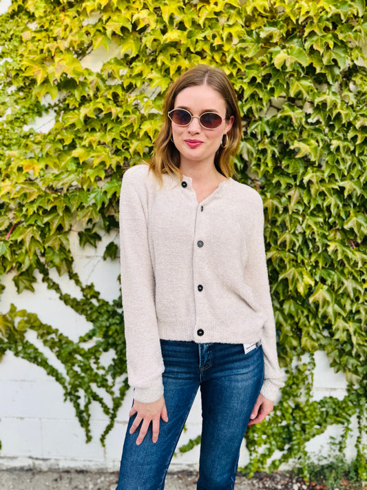 5 Button Sweater Cardigan - Beige