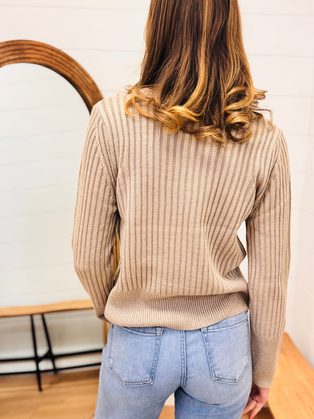 Two Tone Zip Up Sweater