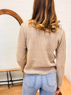 Two Tone Zip Up Sweater