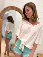 Butterfly Sleeve Top in Off White