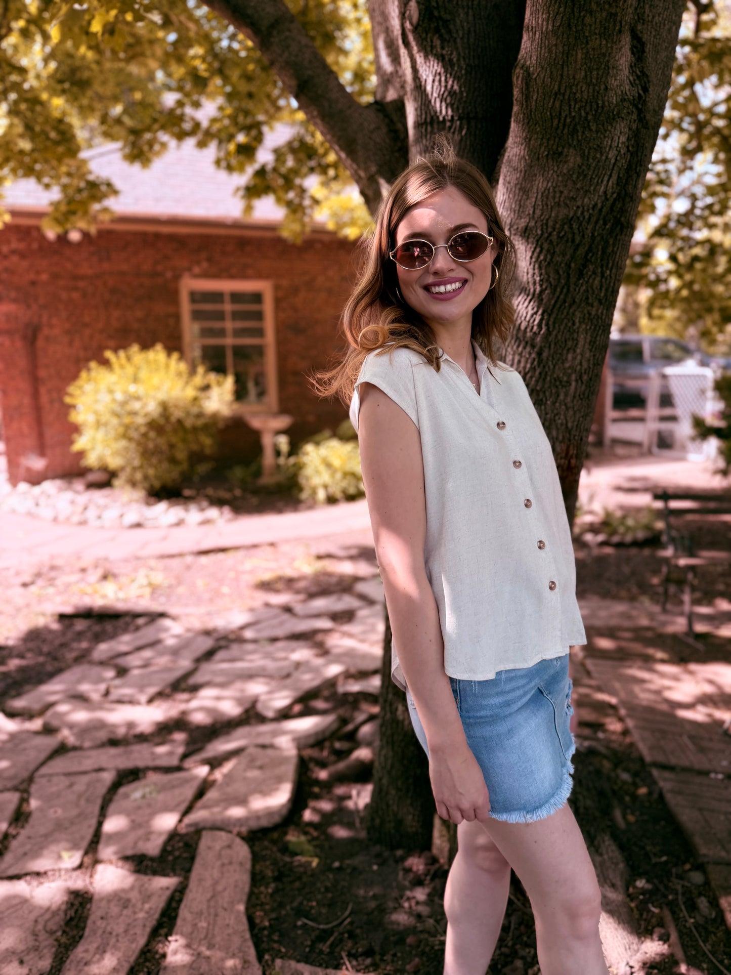 Linen Collared Short Sleeve Shirt