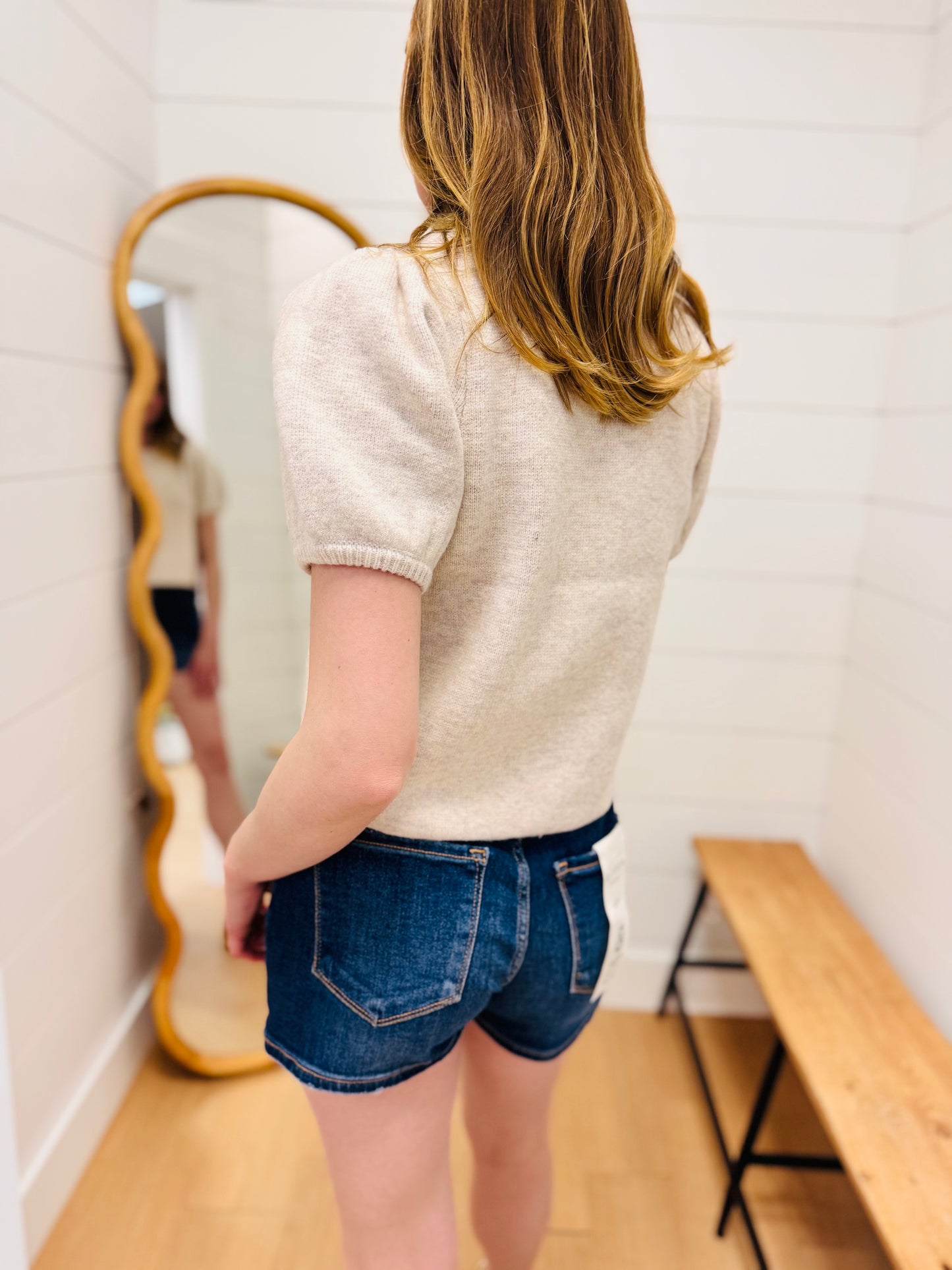 Button Fly High Rise Shorts- RISEN
