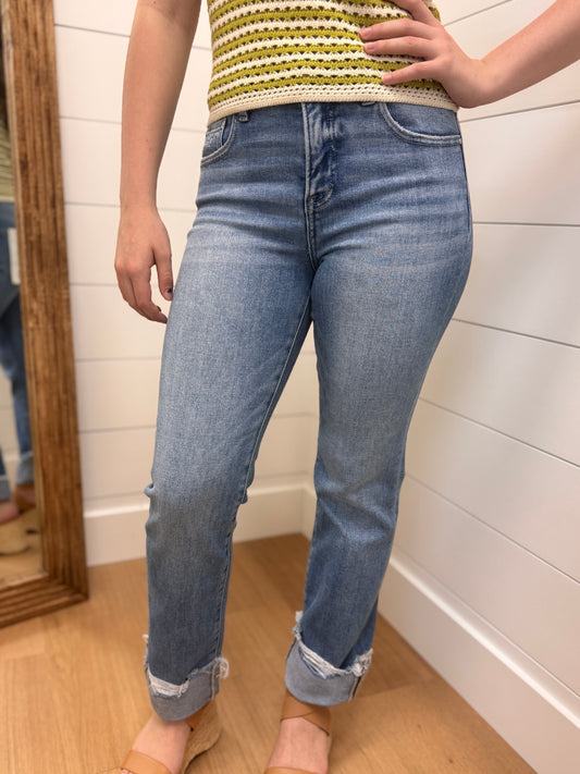High Rise Medium Wash Denim - Risen