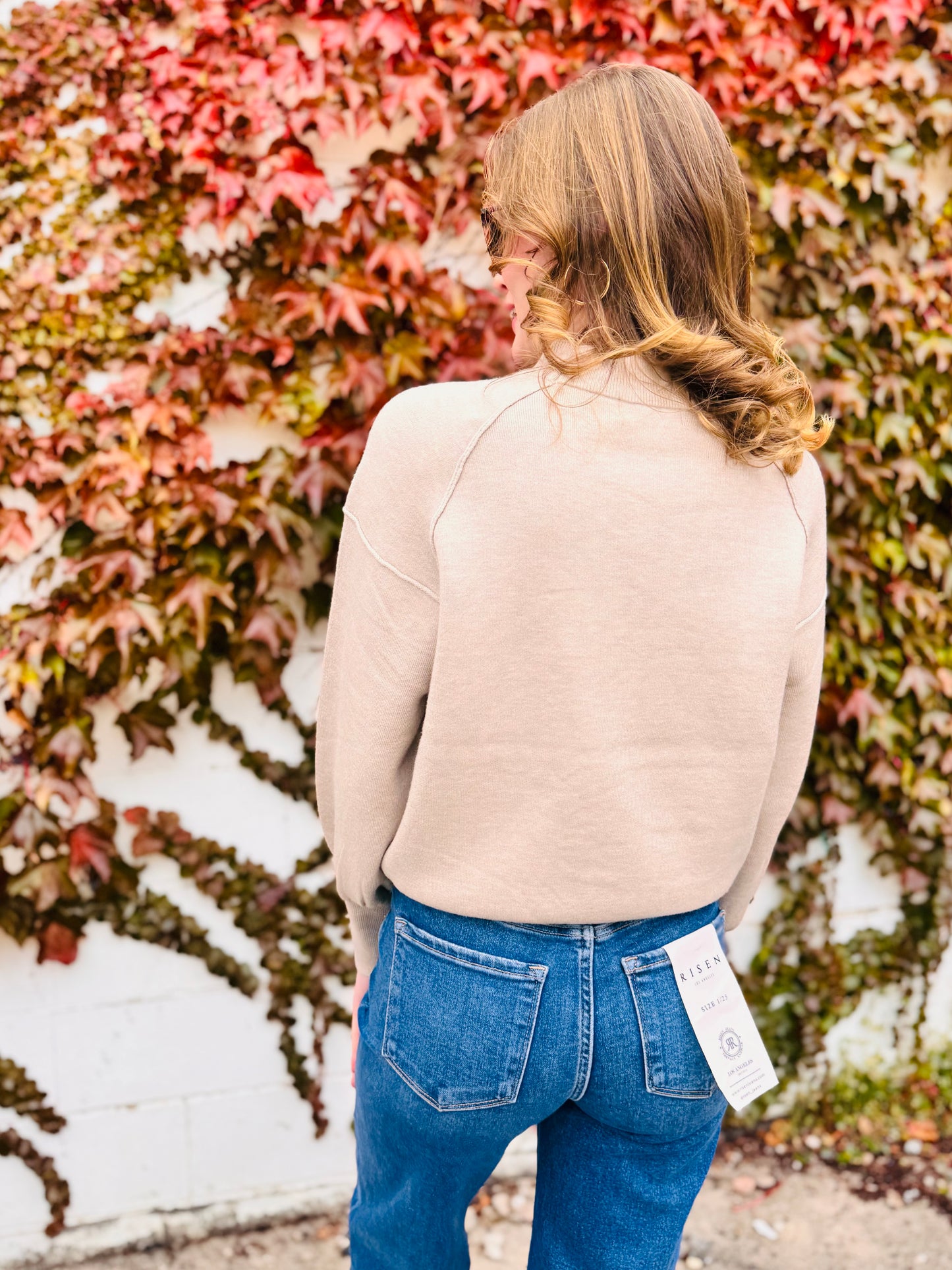 Mock Neck Exposed Seam Sweater