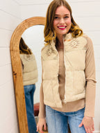 Aztec Graphic Corduroy Casual Puffer Vest