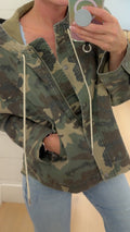 Camouflage Raglan Sleeve Jacket Hoodie - Risen